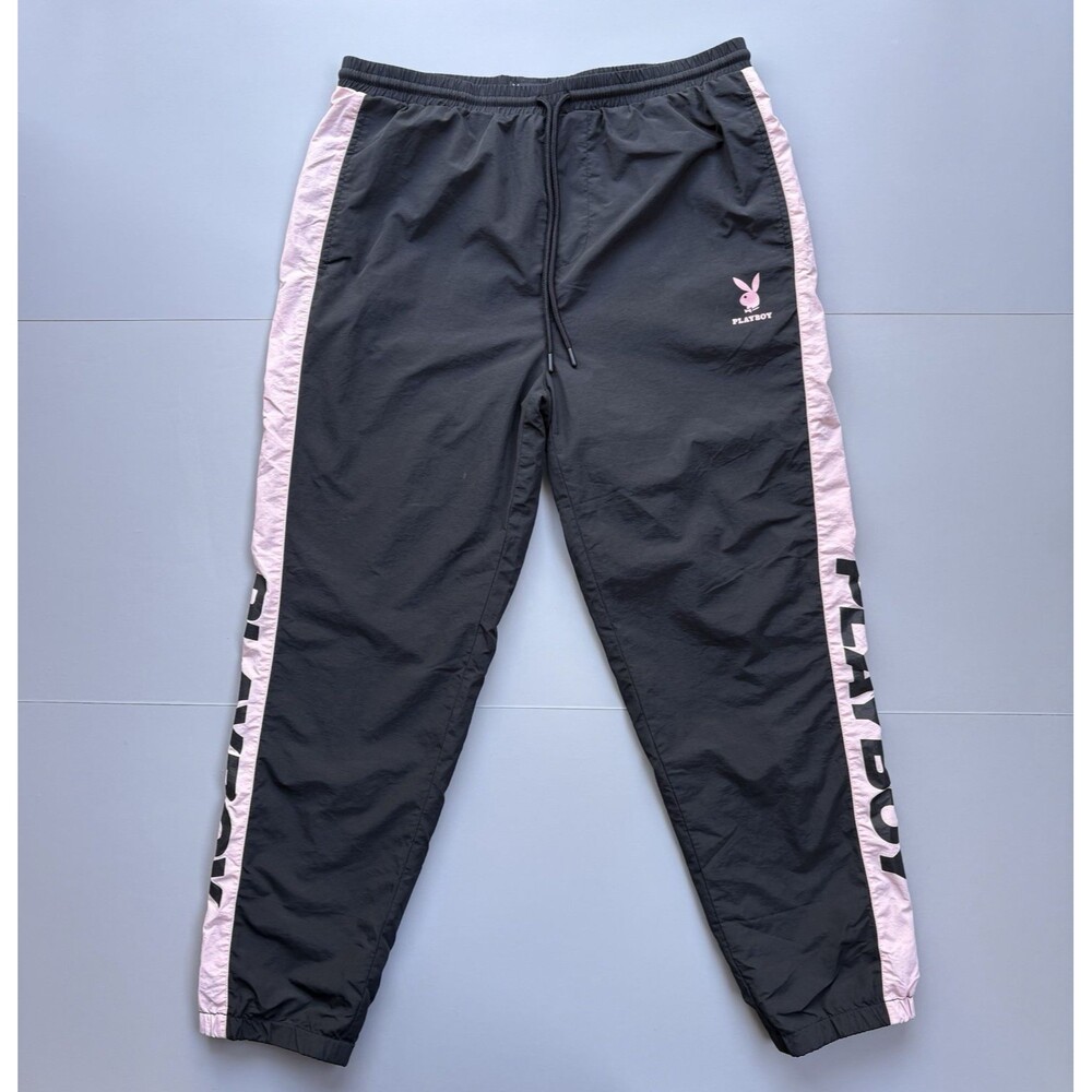Playboy by PacSun Sweatpants Women Large Black Mesh Lining Track Pants Y2K 200s
